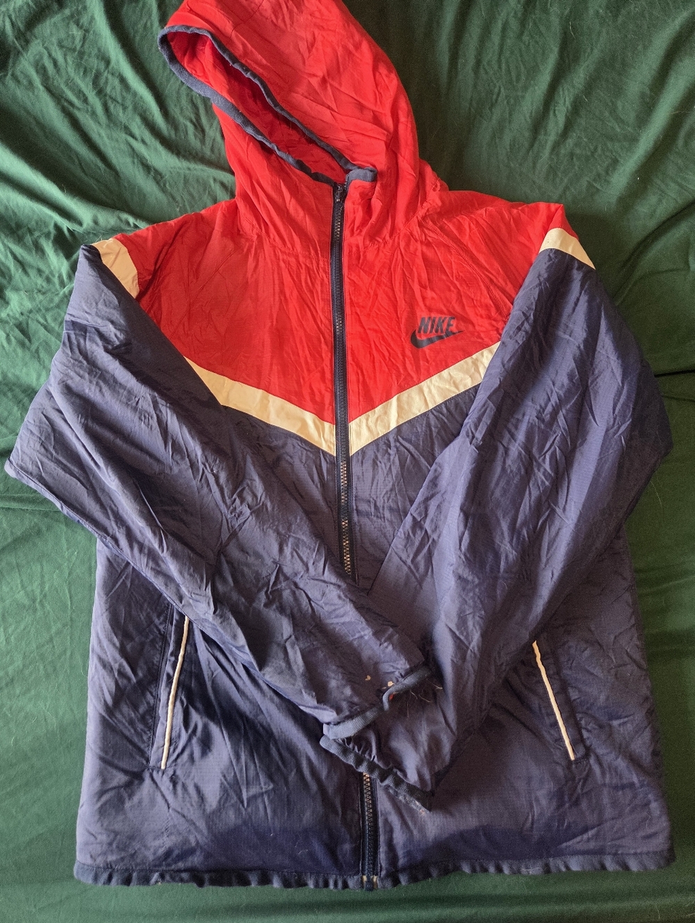 Vintage Nike Red & Navy Hooded Windbreaker